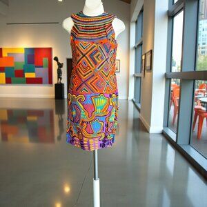 Alison Ayres Colorful Tribal Print Sleeveless Sheath Dress